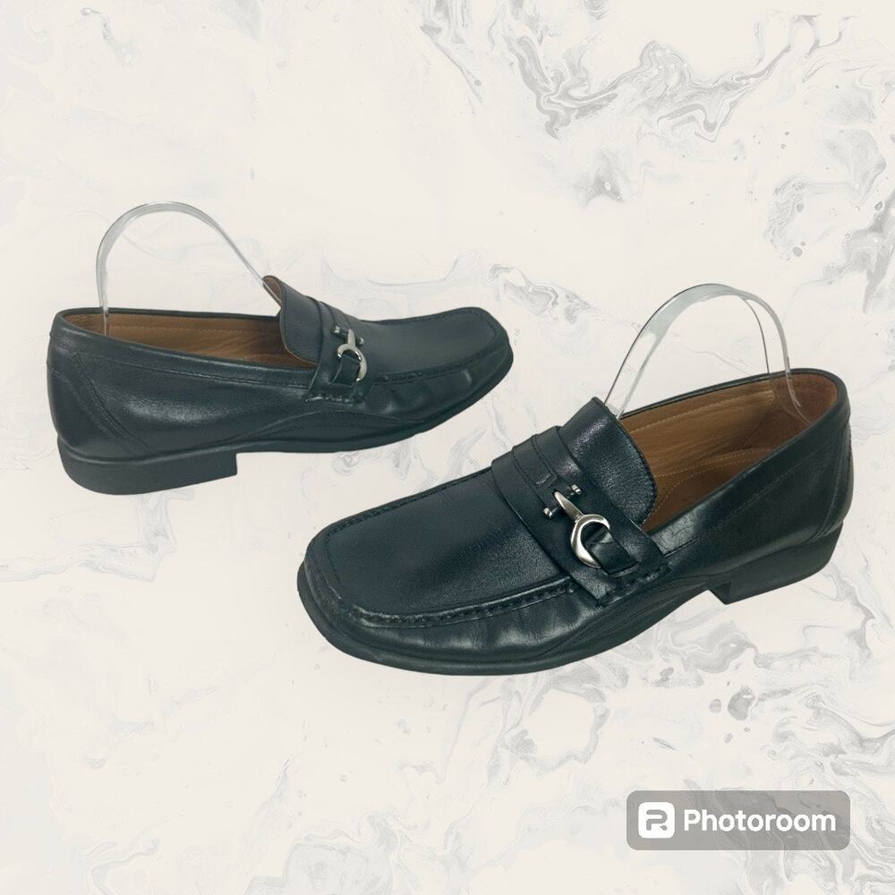 Arnold Palmer Men's 10 Augusta Collection Black Leather Ride Loafers Dress Shoes